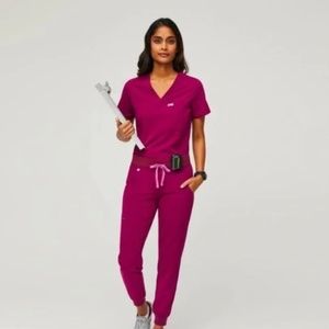 FIGS High Waisted Zamora Jogger Scrub Pants - Women - XS - Dark Magenta